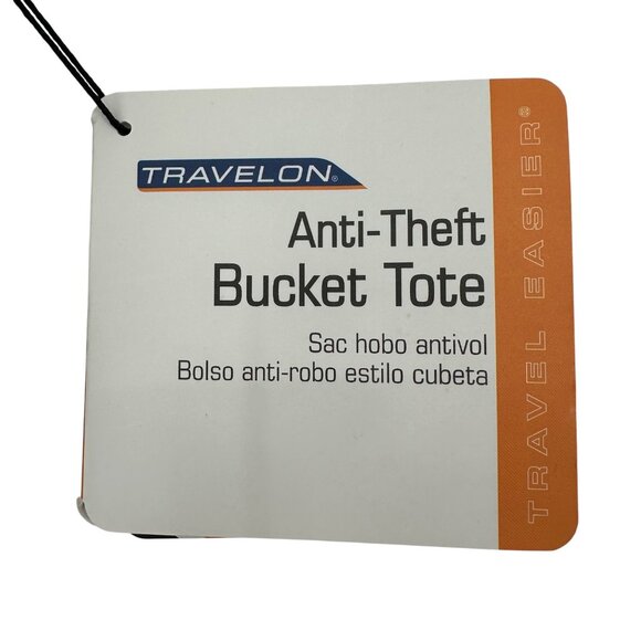 NWT Travelon Anti-Theft Bucket Tote Bag Multiple Zipper Pockets Brown - Picture 10 of 13